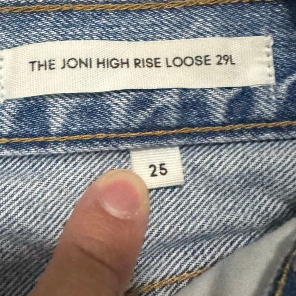Denim Forum Joni High Rise Loose Jeans Size 25 Distressed Button Fly Aritzia - Picture 4 of 9